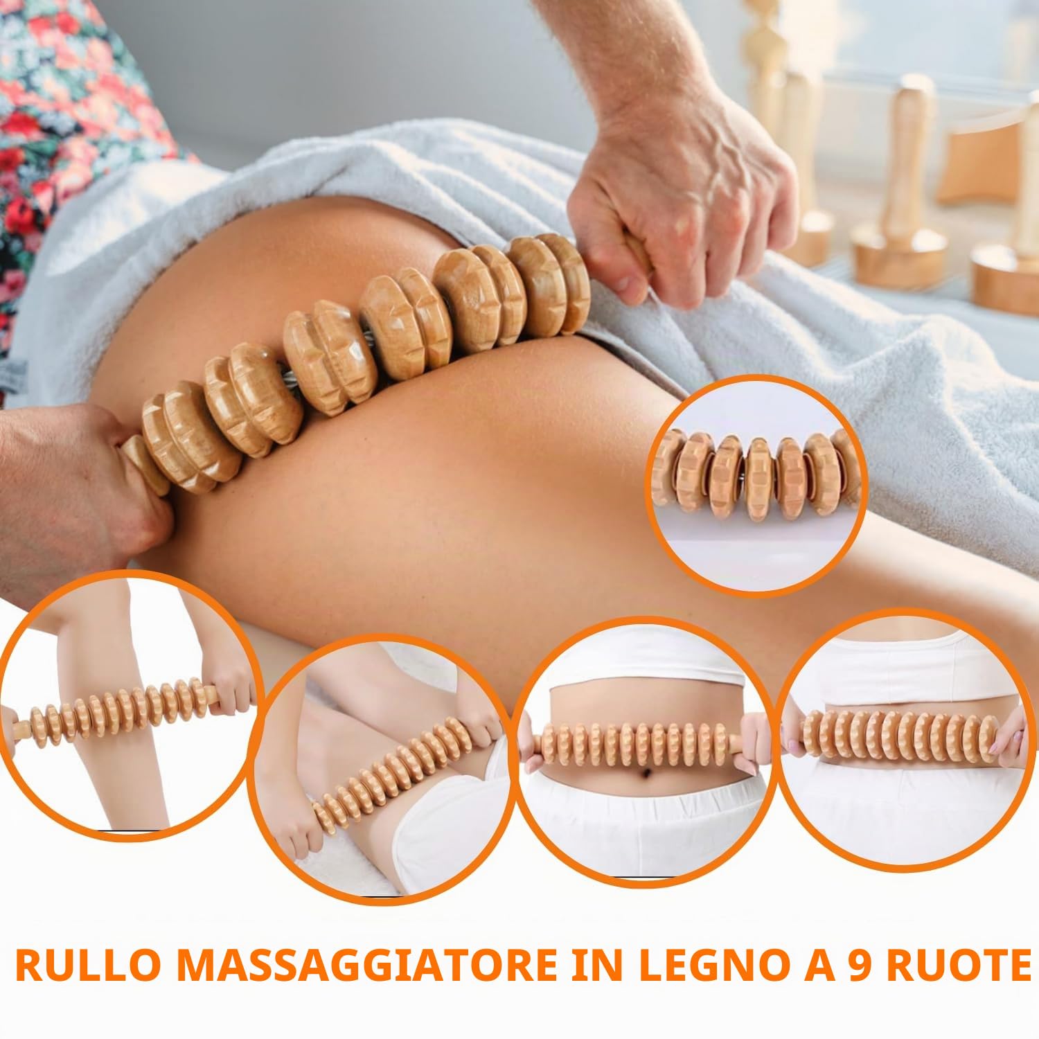 Strumenti per massaggi per terapia del legno per contouring e modellatura del corpo (5 pezzi), kit per maderoterapia con massaggiatore per drenaggio linfatico, strumenti per scolpire il
