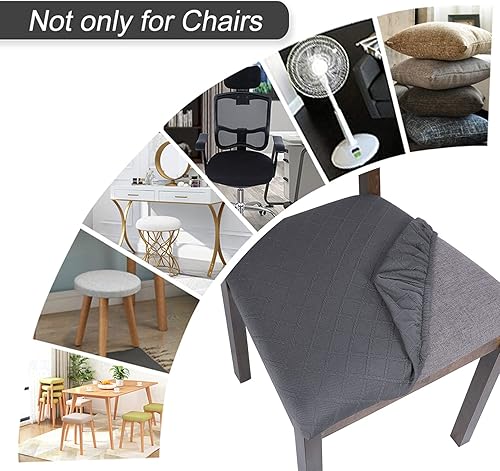 Miniatura 8 de SearchI Juego de 4 fundas para sillas, fundas de asiento para sillas de comedor, fundas de asiento elásticas de jacquard para sillas de comedor,
