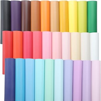 CDY Smooth Faux Leather Sheets 30Pcs/Set 8.2" x 6"Pastel Colors Leather Fabric Sheets Suitable for Making Bows, Leather Earrings, Hair Accessories DIY Projects Smooth 30Pcs