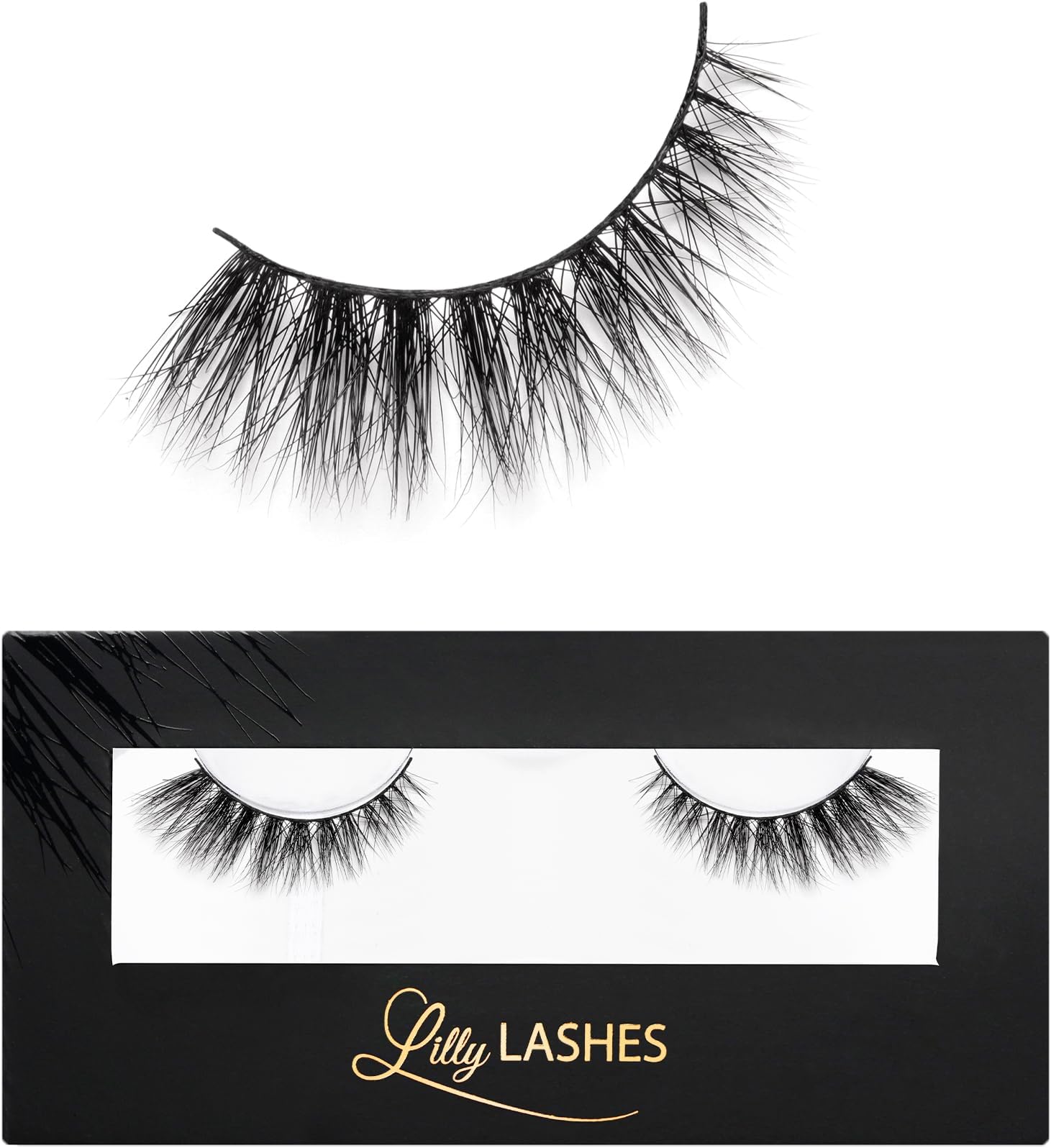 Lilly Lashes Doha 3D Mink Lashes, The Original Lilly Lash for Wispy & Natural Look, Reusable Eyelashes up to 25x, Fluffy Eyelashes, Strip Lashes, Lash Glue not Included