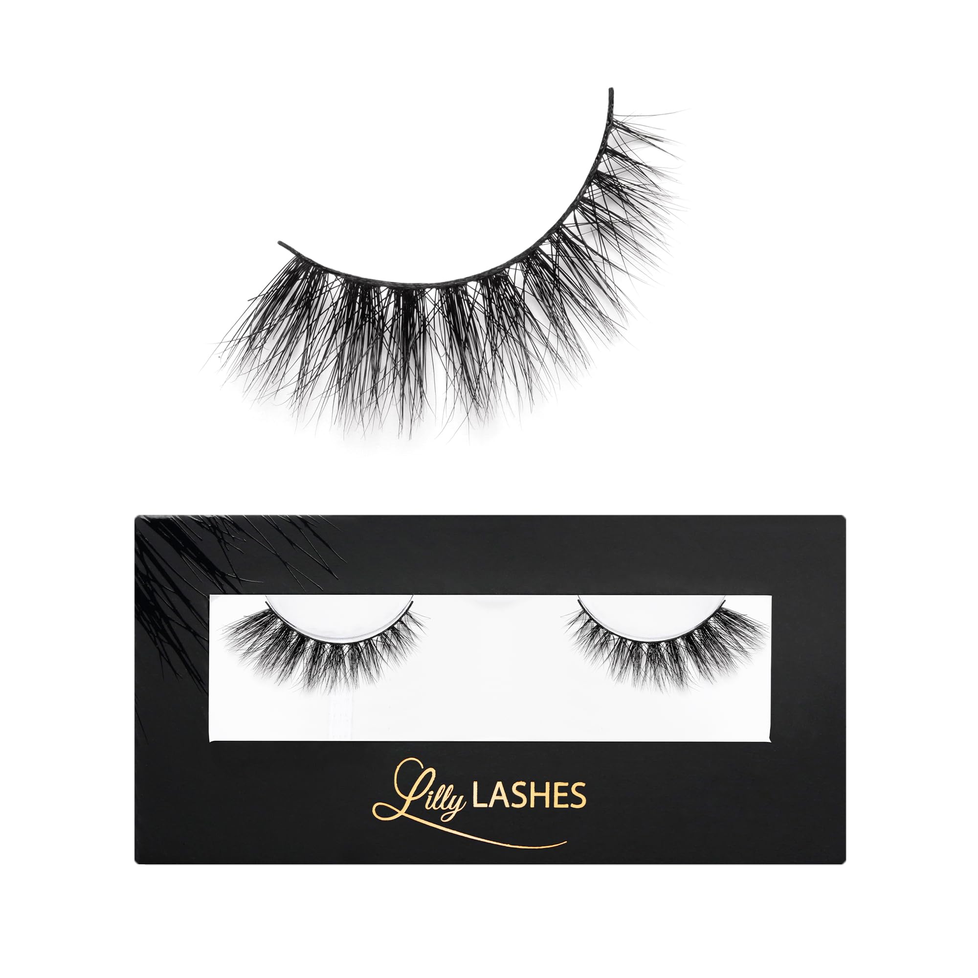 Lilly Lashes Doha 3D Mink Lashes, The Original Lilly Lash for Wispy & Natural Look, Reusable Eyelashes up to 25x, Fluffy Eyelashes, Strip Lashes, Lash Glue not Included