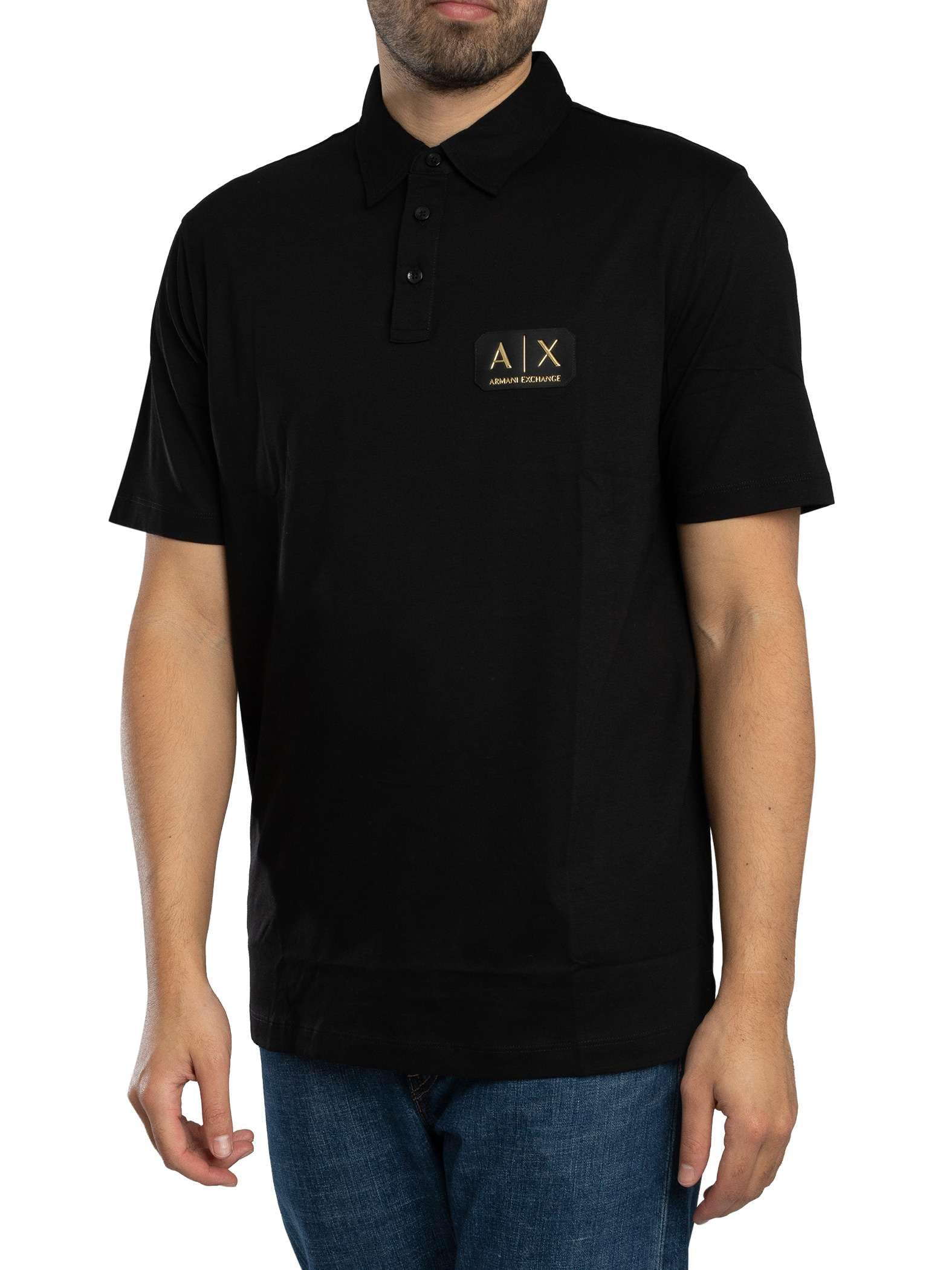 Armani Exchange Black Polo Shirts, Male, Xl, Cotton Polo Shirt