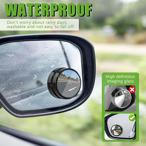 Miniatura 6 de WSSROGY 4 piezas de espejo de punto ciego para automóvil, sin marco, de vidrio HD, espejo convexo con gran angular ajustable para automóvil,