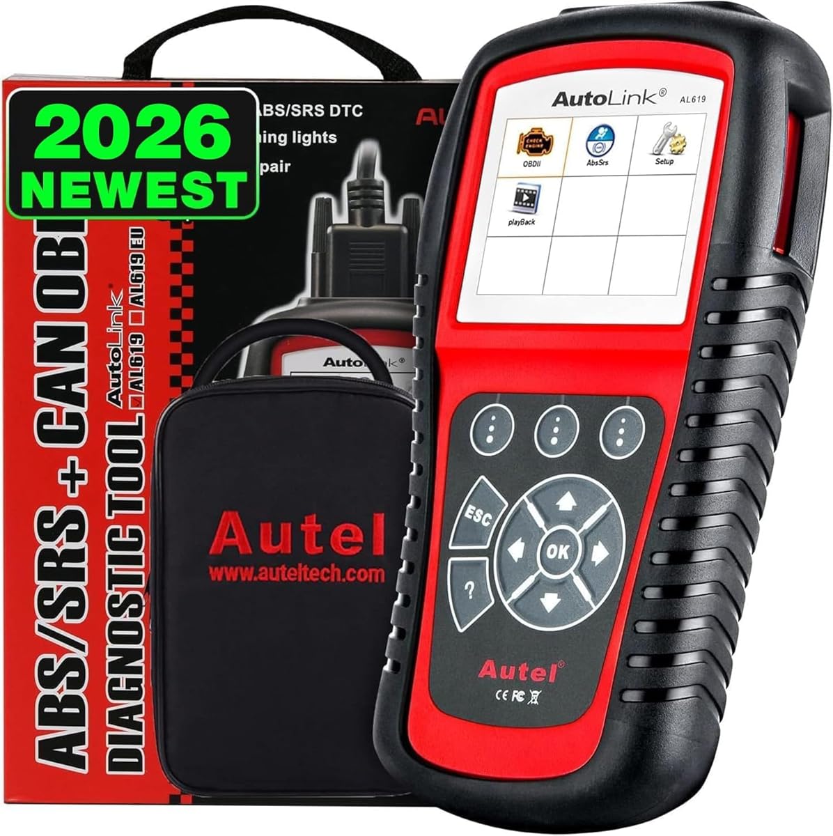 Autel AutoLink AL619 OBD2 Scanner, 2026 Newer ABS SRS Airbag Diagnostic Code Reader with10 OBDII Test Modes, Turn Off Check Engine Light, DTC Lookup, Live Data, Updated of MS319/ AL519/ ML519/ ML619
