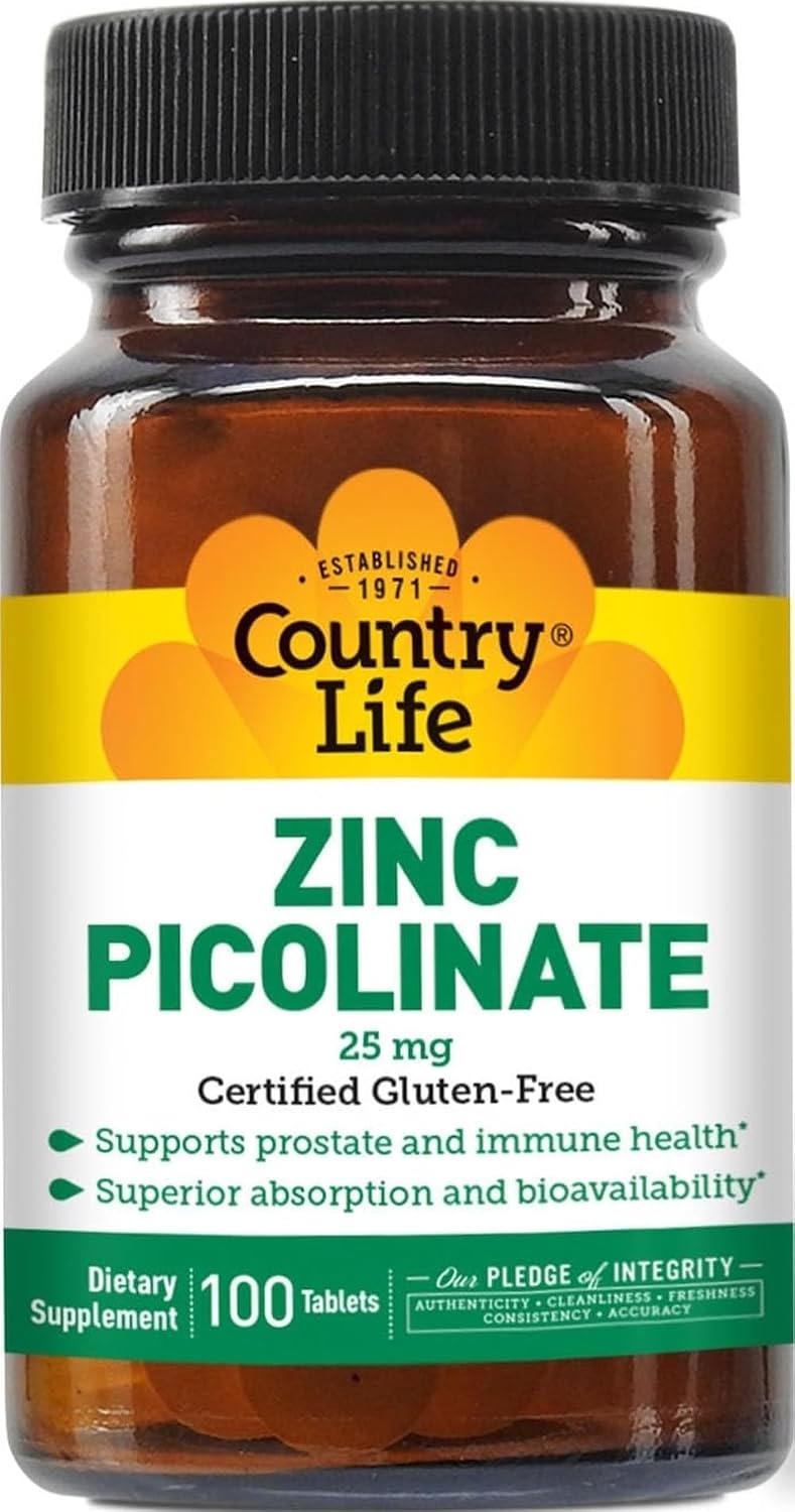 Country Life Zinc Picolinate 25 mg,100 Tablets