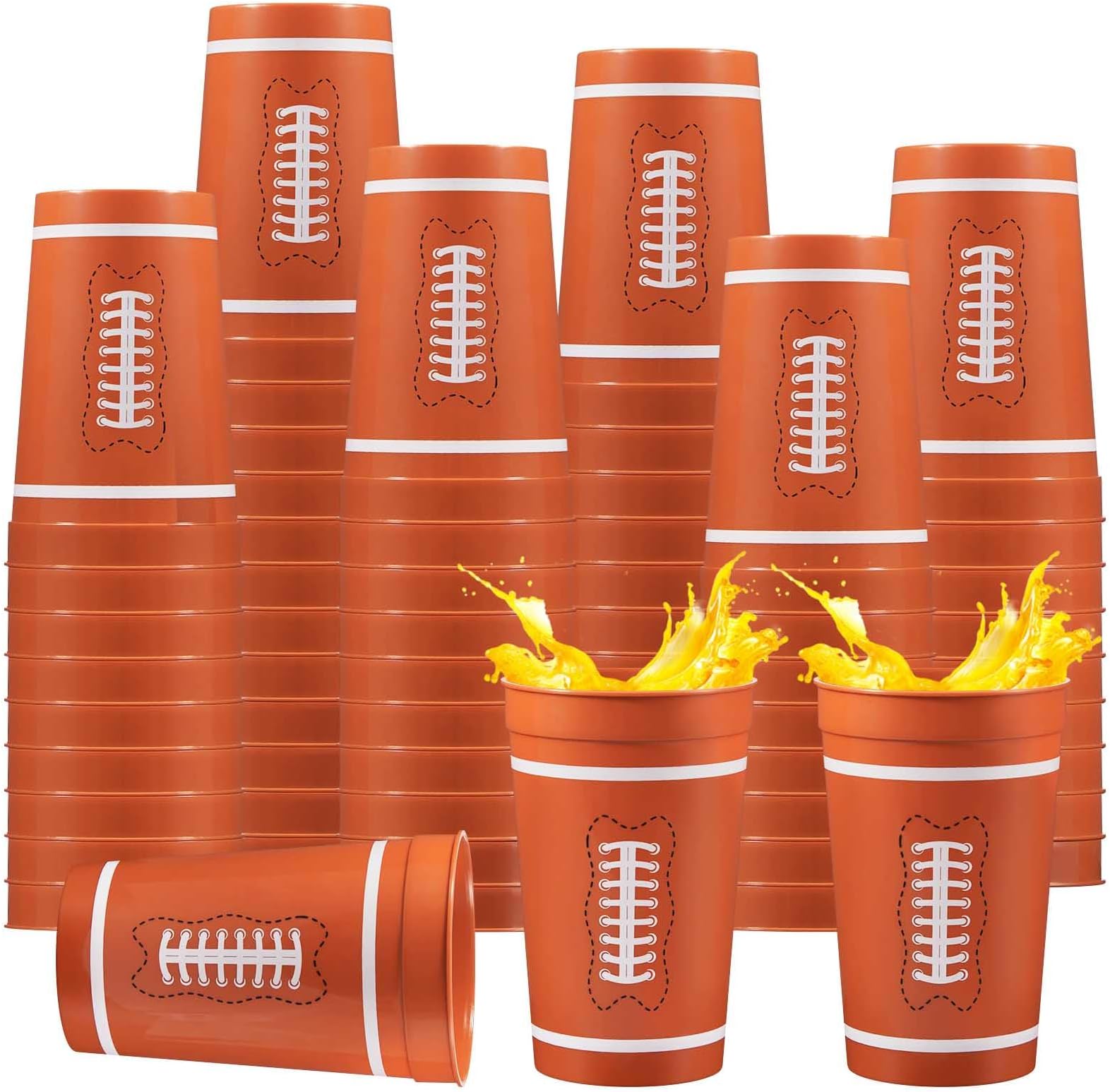 150 Pcs Football Plastic Cups Reusable Football Party Drink Cups Bulk 15 oz Football Drinking Cups Football Themed Party Supplies for Sport Events Game Birthday Fall Christmas Supplies