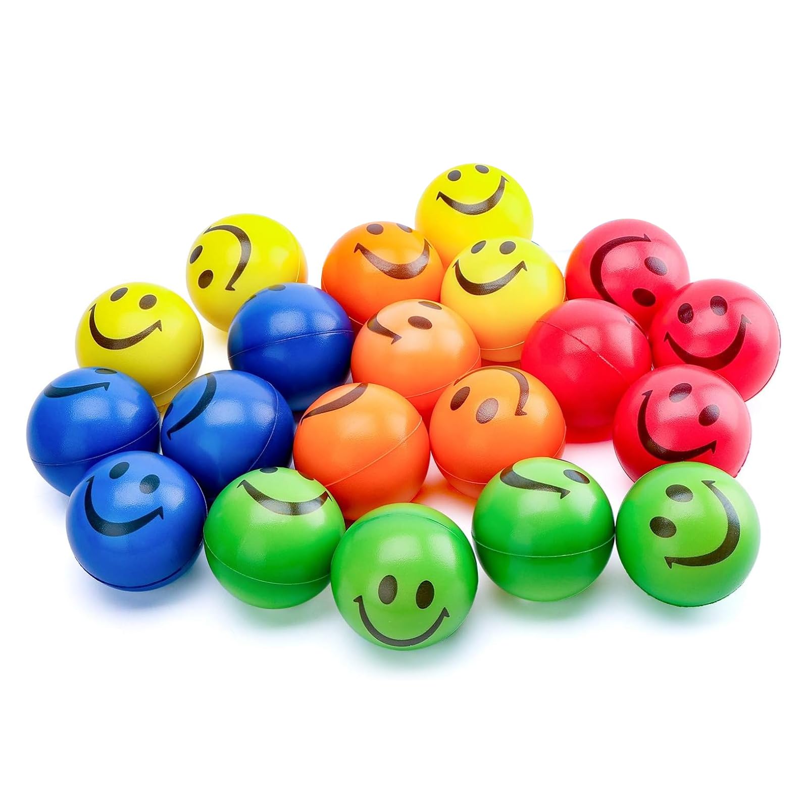 LovesTown 20 PCS Squeeze Toys, 2.5 Inch Smile Face Stress Balls Office Sensory Fidget Toys for Desk Adults Kids Stress Relief Gifts for Coworker Colleague Classroom Prize Goodie Bag Stuffer
