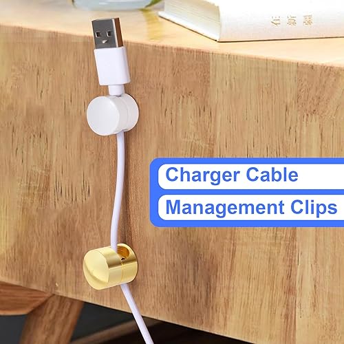 Miniatura 101 de 3 juegos de soportes de cargador para cables, soportes de anclaje de cable ajustables plateados, clips de cable de metal adhesivos, organizadores de