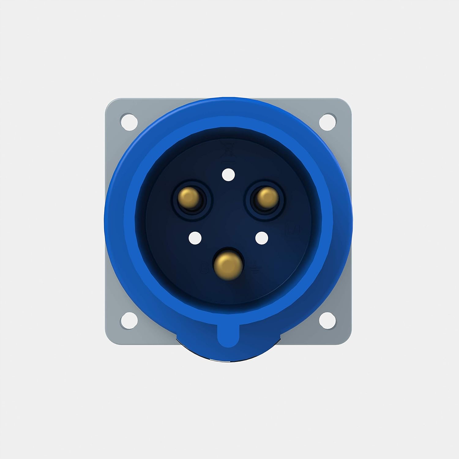 ABB 232BU6 Panel Mounting Inlet Waterproof, Red, 6h, 32 Amp, IP44, 2P+Earth (ABB2CMA193434R1000), Blue