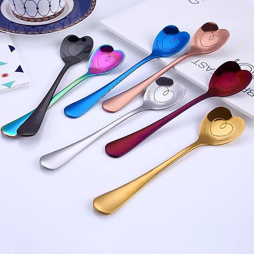 Miniatura 5 de Juego de 7 cucharas de acero inoxidable, cucharas en forma de corazón, cuchara de café, cuchara de postre, cucharas de helado, cucharas de té,