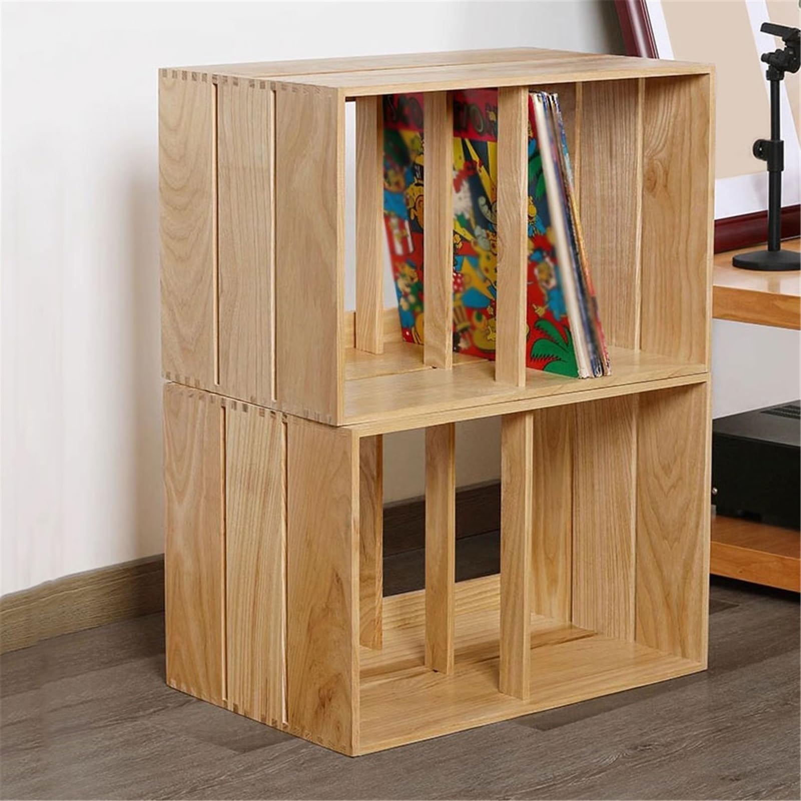 Ufficio Porta dischi in vinile Album CD in legno a pianta aperta Scaffale porta dischi