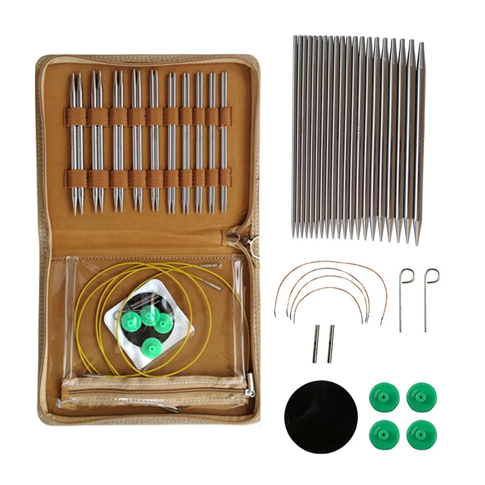 Knitting Needles Sweater Needles Knitting Tool Stainless Steel Circular Interchangeable Removable Needle Set