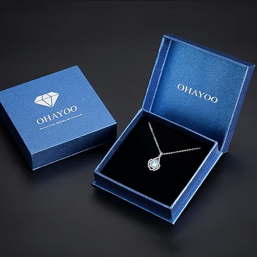 Miniatura 7 de OHAYOO Lotus Necklace 925 Sterling Silver Lotus Flower Moonstone Opal Pendant Necklace Gift Jewelry for Women