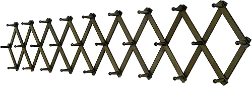 SKOLOO Perchero de pared de acordeón, moderno perchero expandible montado en la pared, de madera maciza, 28 clavijas, nogal oscuro