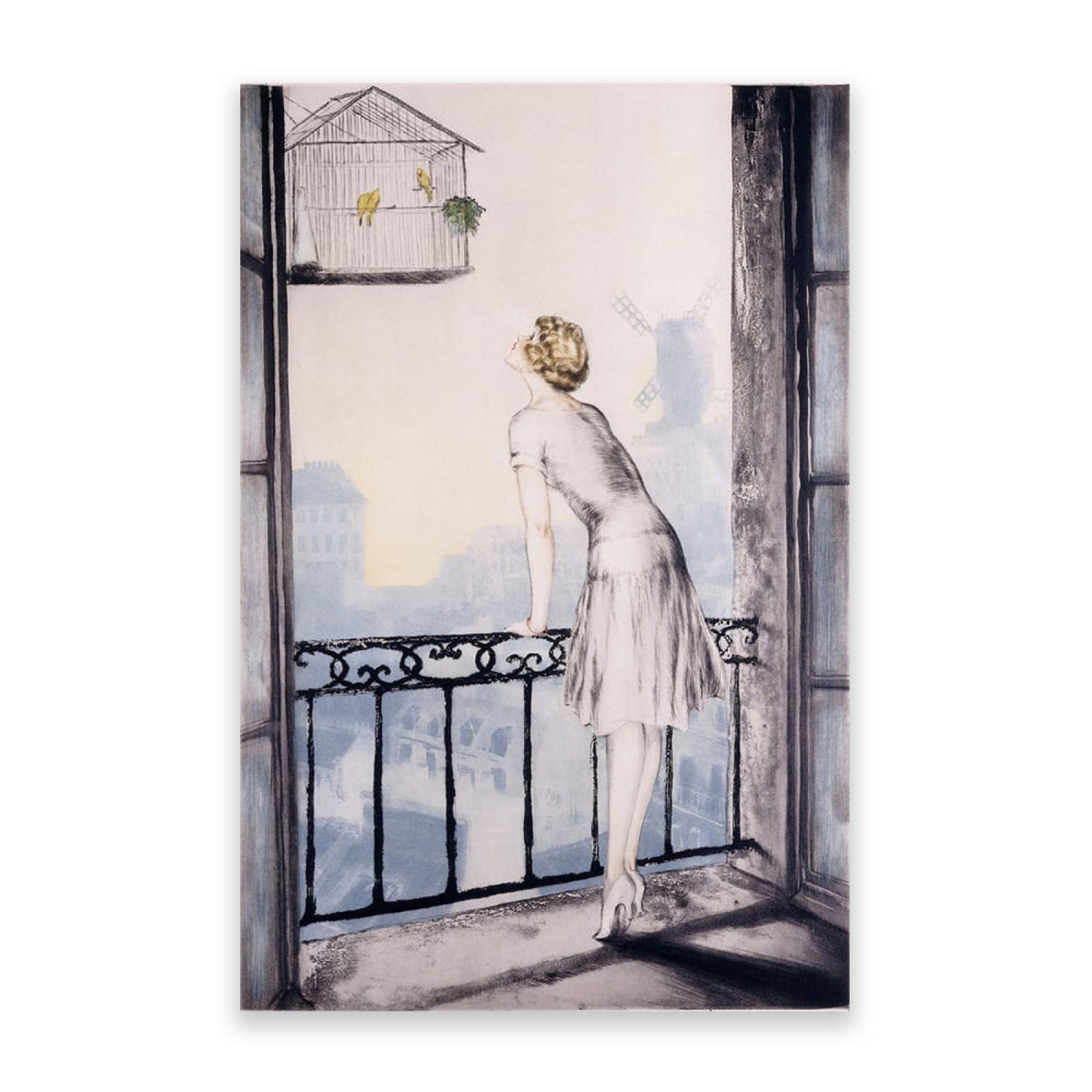 Arte Mural Famoso de Louis Icart. Cuadro sobre Lienzo Enmarcado. Reproducción de Carteles y láminas Montmartre. Cuadros de decoración del hogar 50x75cm (19.7x29.6in) enmarcados