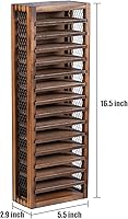 Vista 5 de FARM IN Almacenamiento de cinta de casete, torre de estante de casete estilo granja, ranura de 16 ranuras de una cara, madera quemada maciza rústica