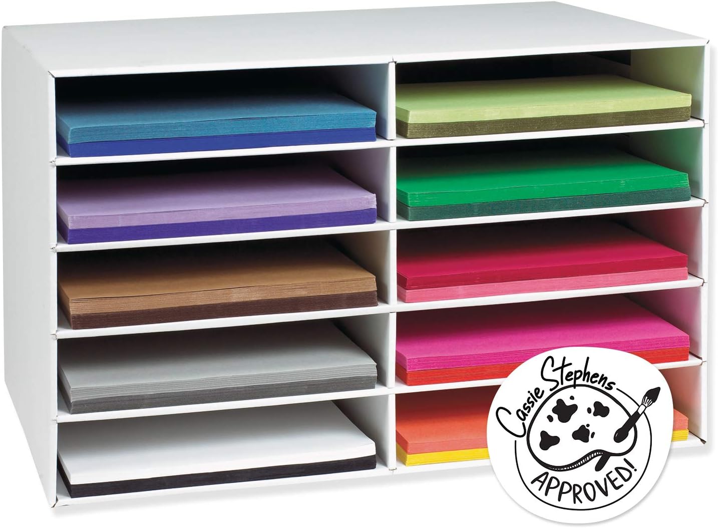 Classroom Keepers 12" x 18" Construction Paper Storage, 10-Slot, White, 16-7/8"H x 26-7/8"W x 18-1/2"D, 1 Piece : File Sorters : Arts, Crafts & Sewing