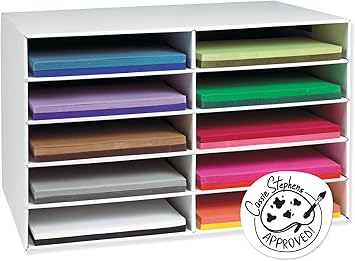 Amazon Com Classroom Keepers 12 X 18 Construction Paper Storage 10 Slot White 16 7 8 H X 26 7 8 W X 18 1 2 D 1 Piece Home Kitchen