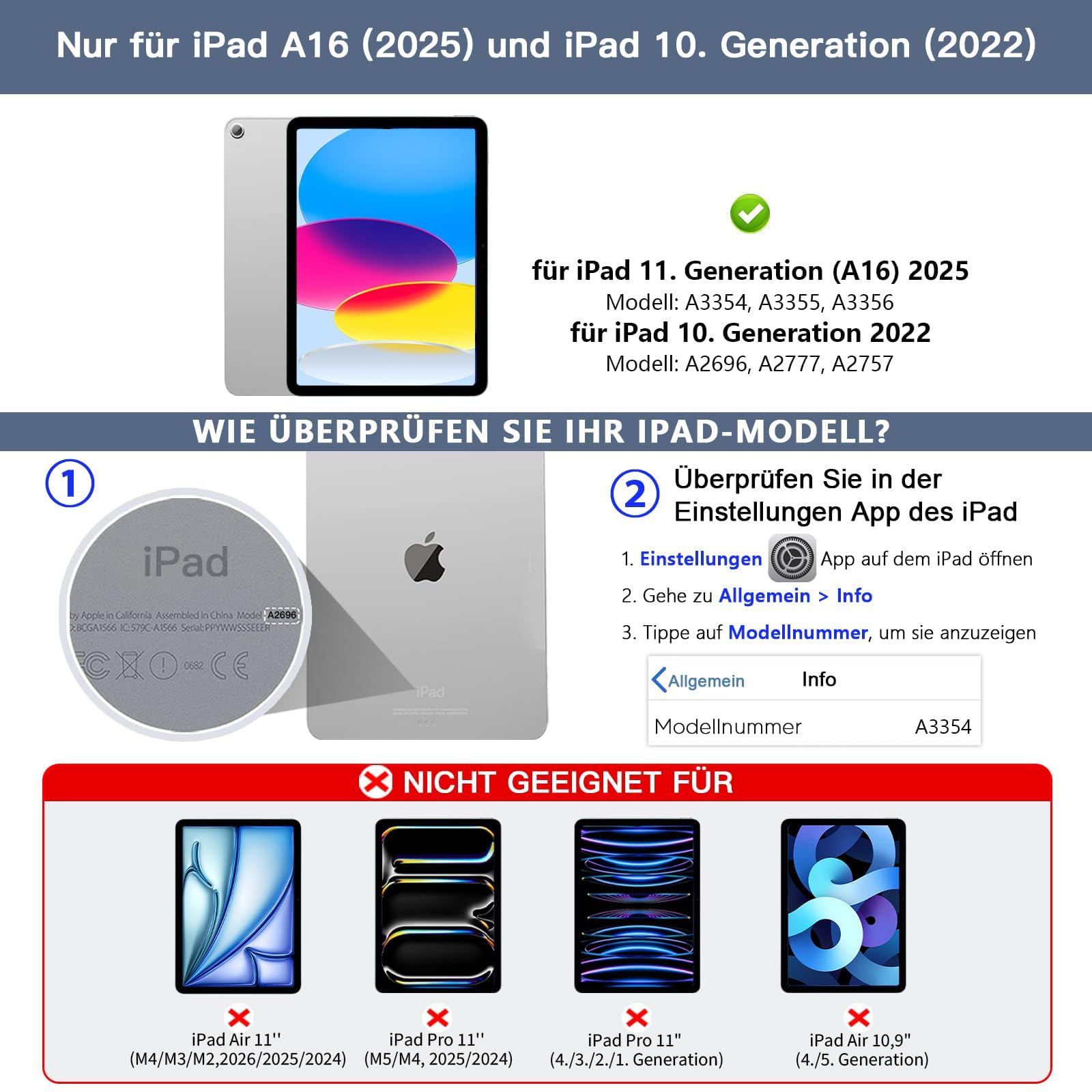 RAYMCRAFT für iPad (A16) 11th 2025/10th Generation Hülle mit Tastatur, Magic Keyboard für iPad 10.9" 2022, 11-Farben-Hintergrundbeleuchtung, Multi-Touch Trackpad, Magnetständer, Stifthalter, Stahlblau