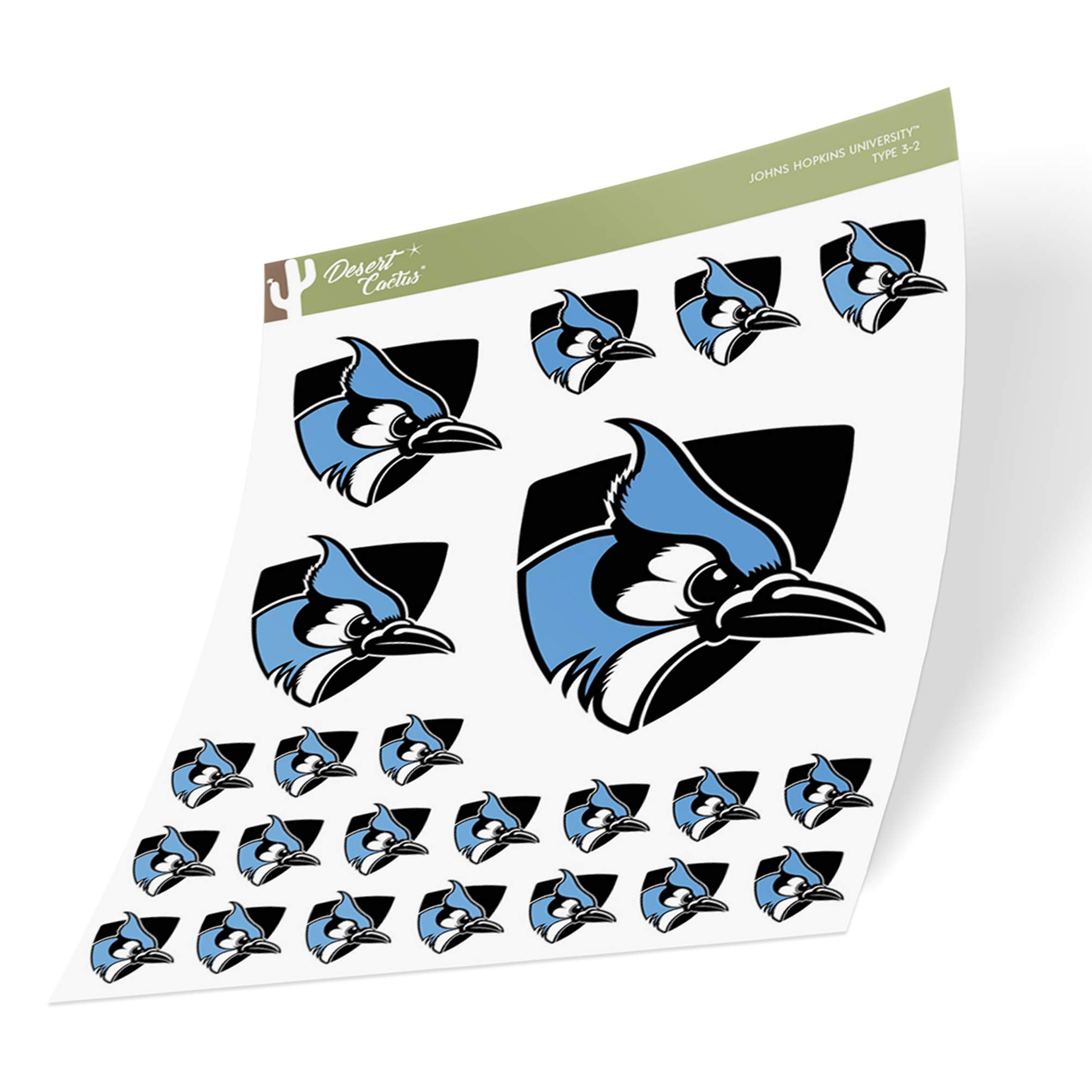 Desert CactusDesert Cactus Johns Hopkins University Sticker Blue Jays JHU Sticker Vinyl Decals Laptop Water Bottle Car Scrapbook Sheet T3 (Type 3-1)
