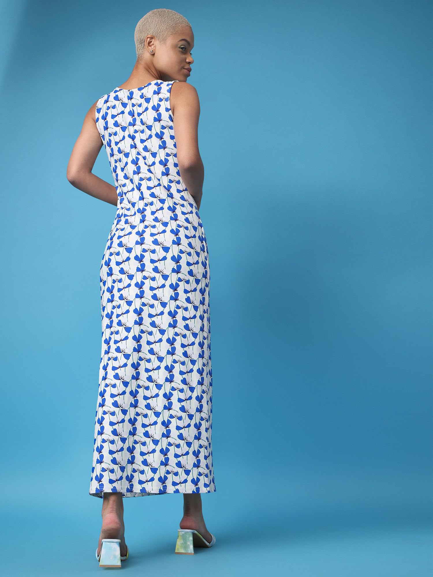 Purvaja Womens Bodycon Maxi Length Dress (Wini-109-Fly_White_Medium)