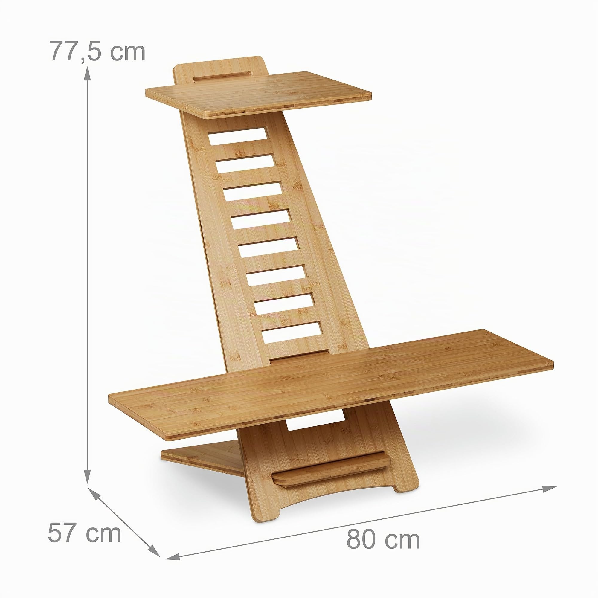 Relaxdays Pupitre Assis-Debout pour Bureau, Bambou, 2 Surfaces, Hauteur réglable, Assis-Debout, Laptop, écran, Nature