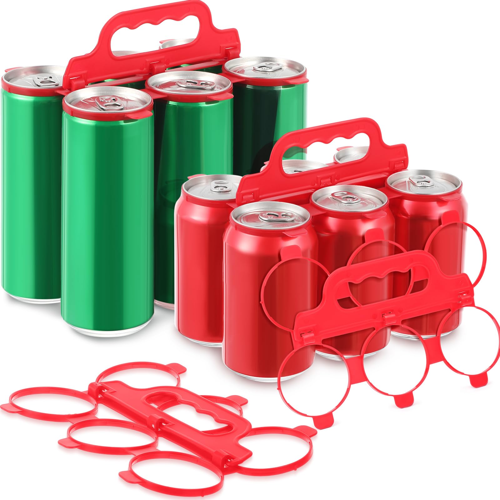 12 Pcs 6 Pack Plastic Beer Can Carrier Rings Portable Reusable Can Carrier with Handle Drink Holder Universal Fit Beer Holder for Liquor Stores, Convenience Stores, Fits 12 oz Beer Soda Cans