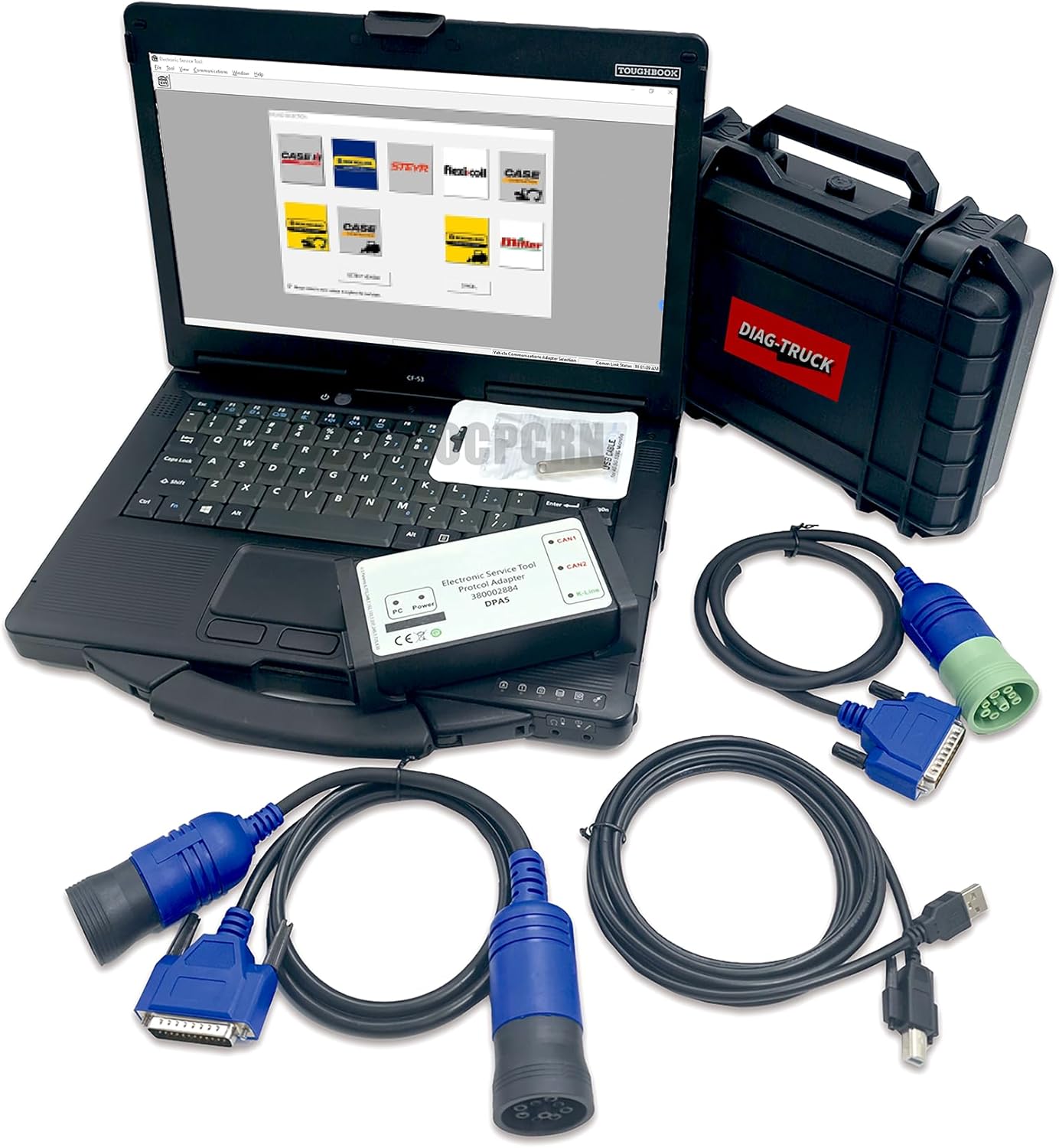 DPA5 380002884 Adapter 5 Diagnostic Tool Kit, EST V9.12 Etime Go Electronic Service Tools for New Holllandd CASEe Heavy Duty Equipment Repair (CF53 Laptop+EST9.12+DPA5)