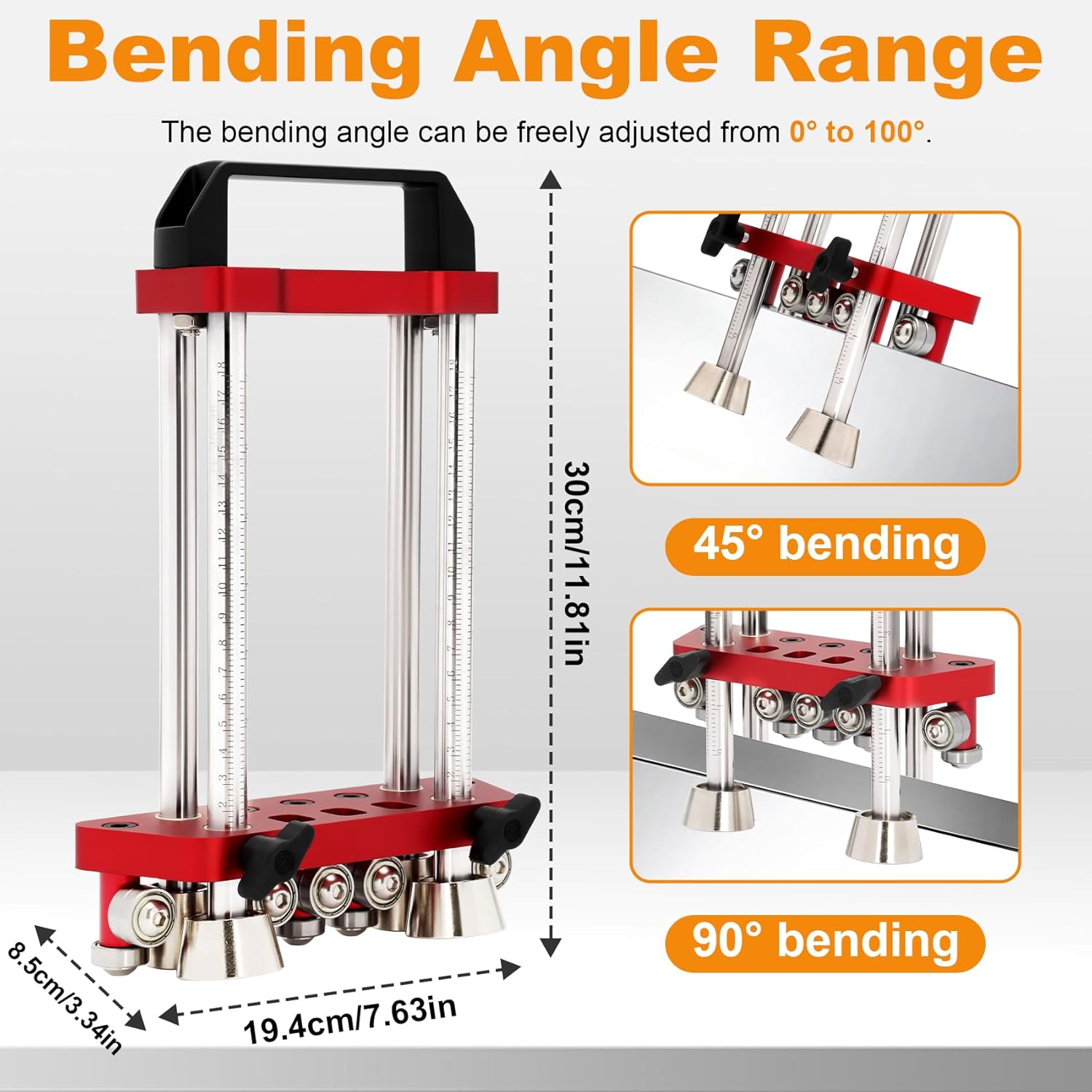 Sheet Metal Roller 2 Station Professional Metal Bender Tool for Roofing & Fabrication | 0-100° Adjustable Bending with Depth Gauge | Portable 7" Tool for 7mm-180mm Projects