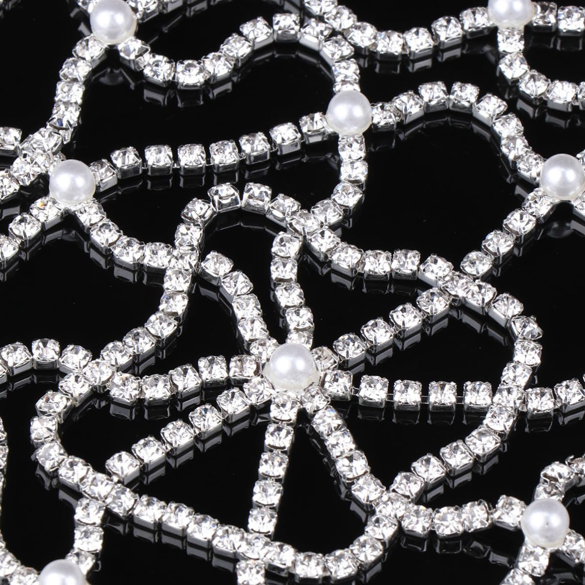 Rhinestone Headdress White Sparkly Forehead Chain for Women Adults