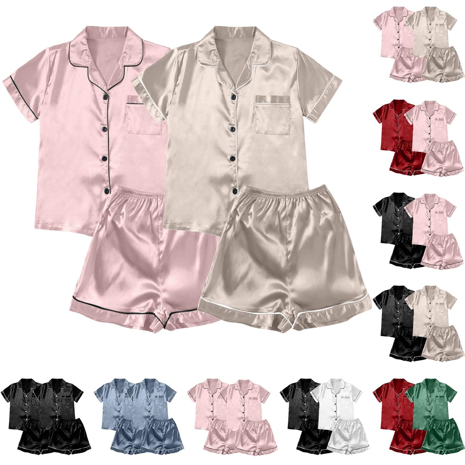 2 pigiami da donna, set pigiama da donna, taglie forti, pigiama casual, bretelle in pizzo, pantaloncini, abbigliamento da casa