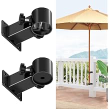 Patio Umbrella Holder Heavy Duty Adjustable Metal Umbrella Clamp Stand Mount Attaches to Railing, Outdoor Courtyard, Balcony, Boats,1sets 1 Base Pieces and 1 top Pieces,to Hold 1 Umbrellas