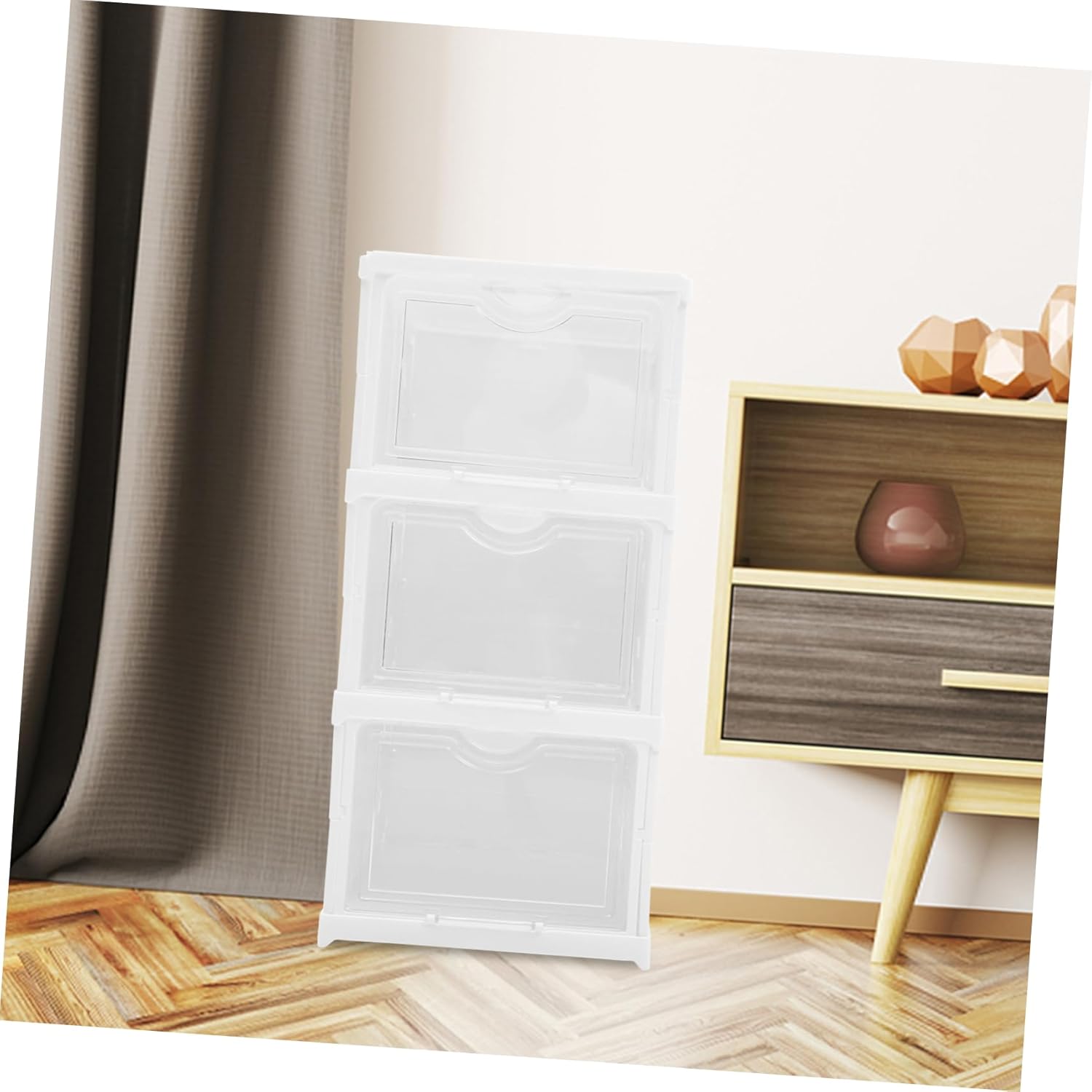 Ciieeo Stackable Shoe Storage Boxes Lid Foldable Multilayer Organizer for Sneakers and Boots Space-Saving Design for Closet and Entryway