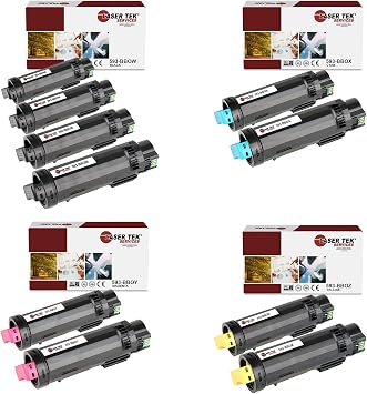 Laser Tek Services 825 Compatible Toner Cartridge for Dell 825 10PK | For Dell H625cdw, H825cdw, S2825cdn Printers, Black, Cyan, Magenta, Yellow set, Page Yield 3,000 Black, 2,500 Color