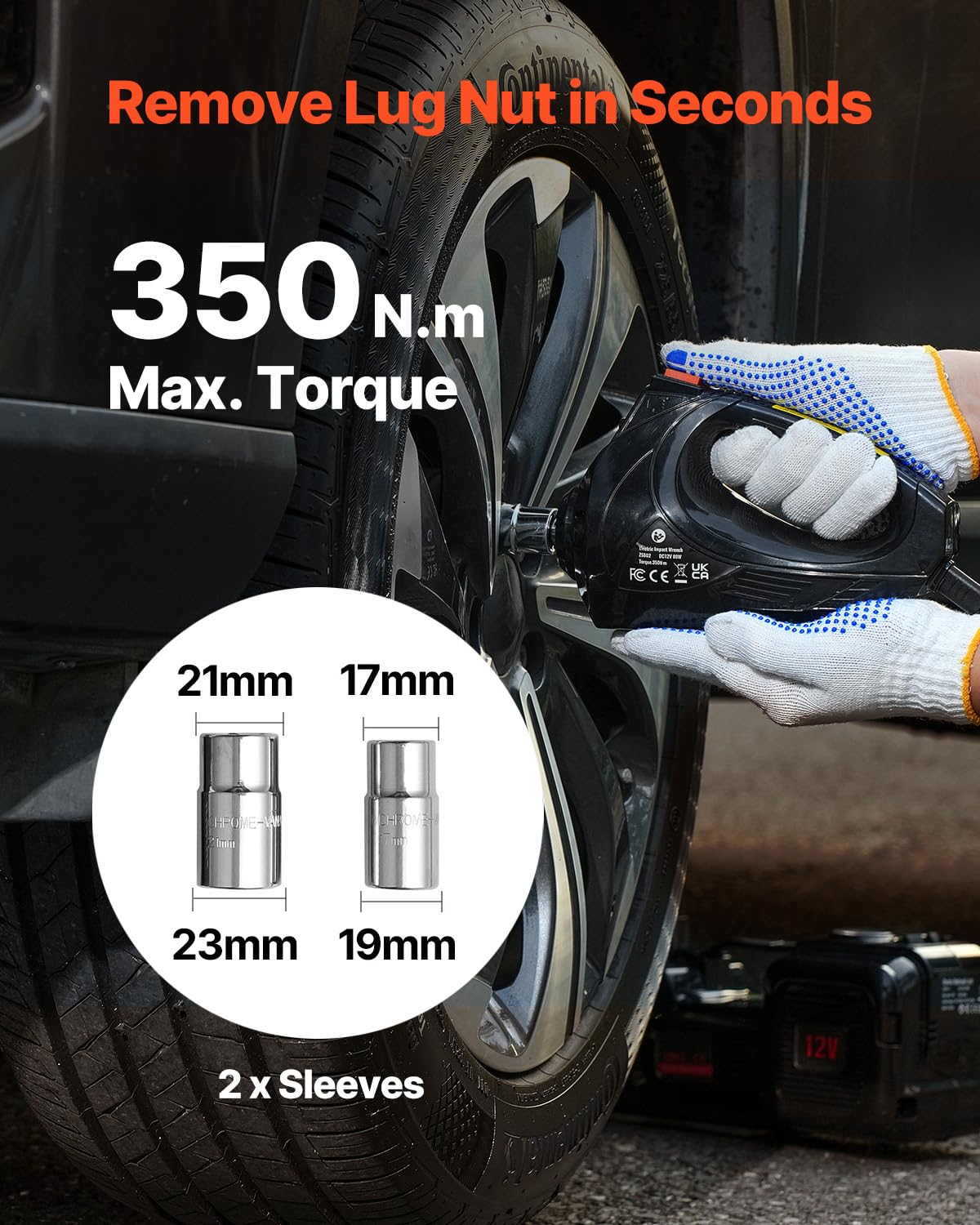 VEVOR Gato Eléctrico Portátil para Automóvil, 5 Toneladas, Gato de Tijera Eléctrico con Inflador Incorporado, 12 V con Llave de Impacto Eléctrica y Luz LED, para Sedán, SUV, Camión, 315 x 155 x 155 mm