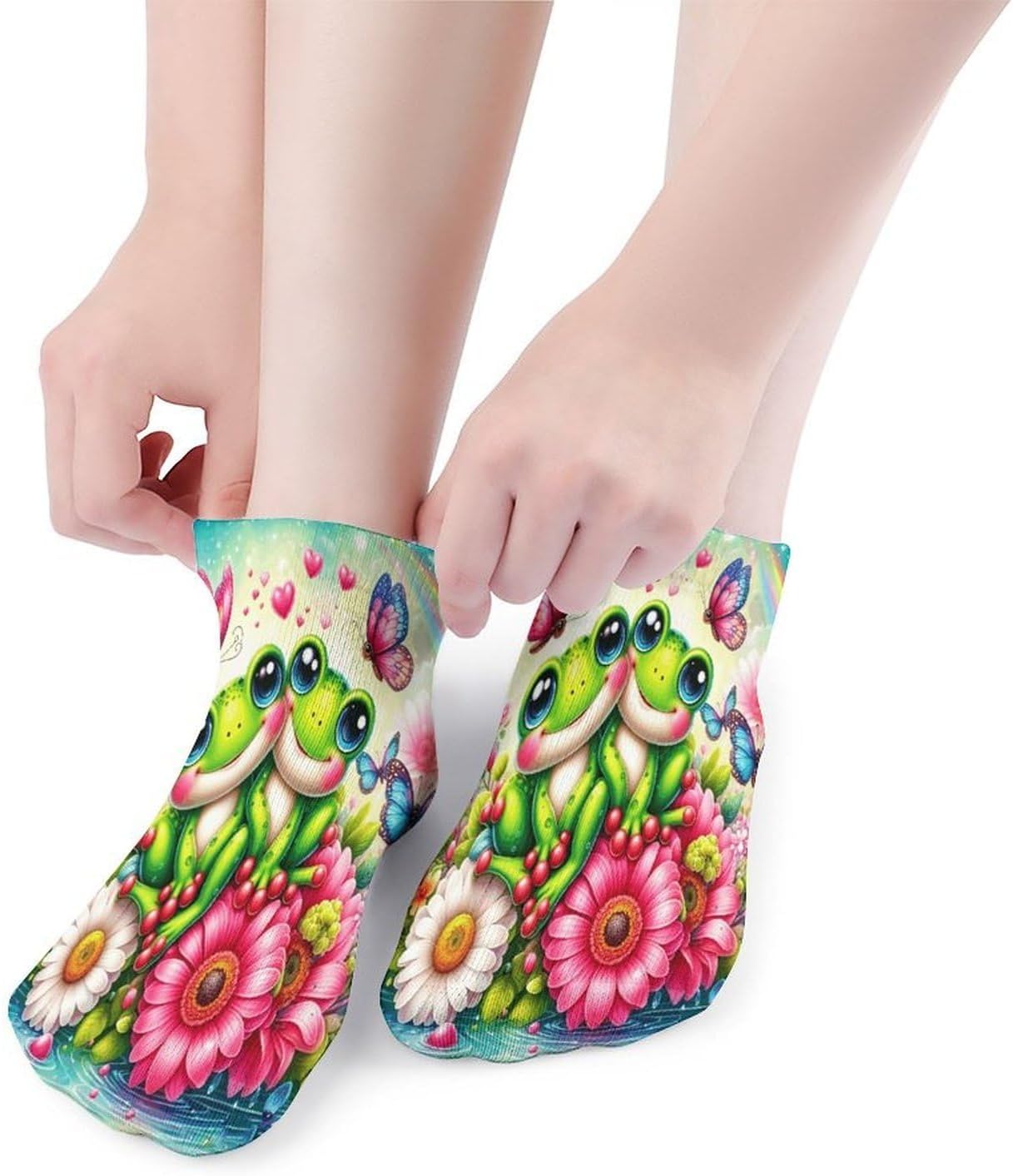 Frog Couple 5Pairs Low Cut Ankle Socks for Women No Show Casual Breathable Athletic Socks for Sport
