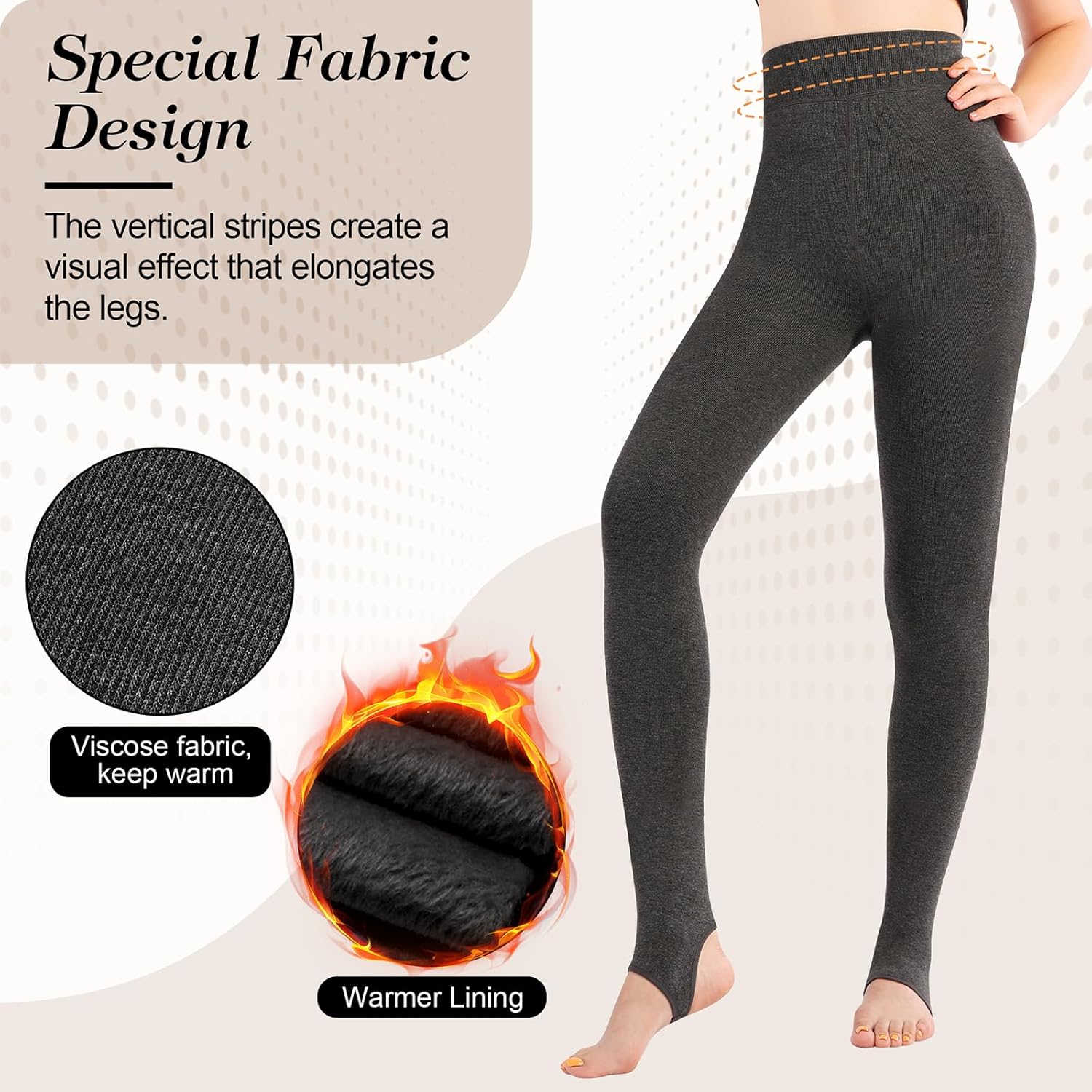 レディース 不透明フリース裏地タイツ、クラシックカラーの冬用保温パンティストッキング &ndash; 寒い季節向けの厚手で暖かいレギンス