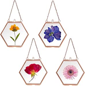 JUXYES Set Di 4 Mini Cornici Portafoto In Ottone Dorato Con Vetro – Doppio Lato, Da Appendere, Stile Galleria, 7,6x5,1 Cm