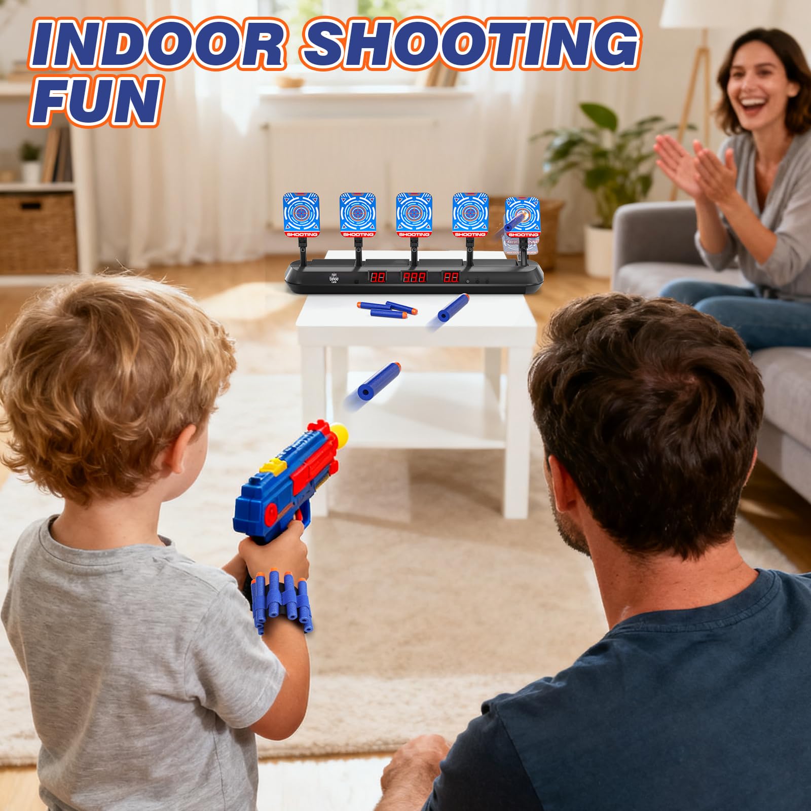 Lehoo Castle Nerf Zielscheibe, Automatische Elektrische Zielscheibe für Nerf Gun, 20 Weiche Schaumstoffdarts, Geschenke für Junge ab 3 4 5 6 7 8 9 Jahre