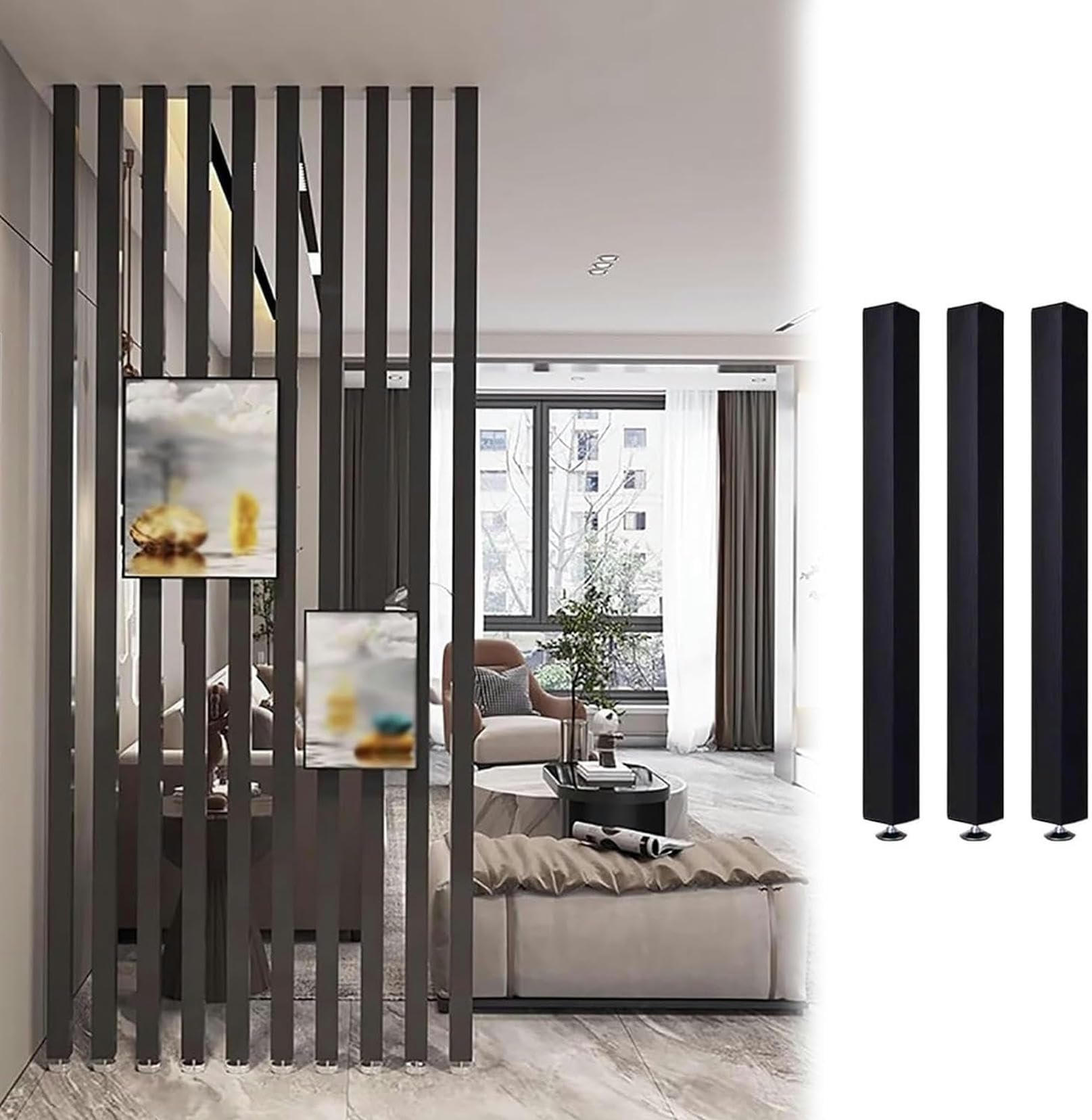 Séparateur de bureau noir simple pour créer un coin bureau intimiste et moderne chez soi