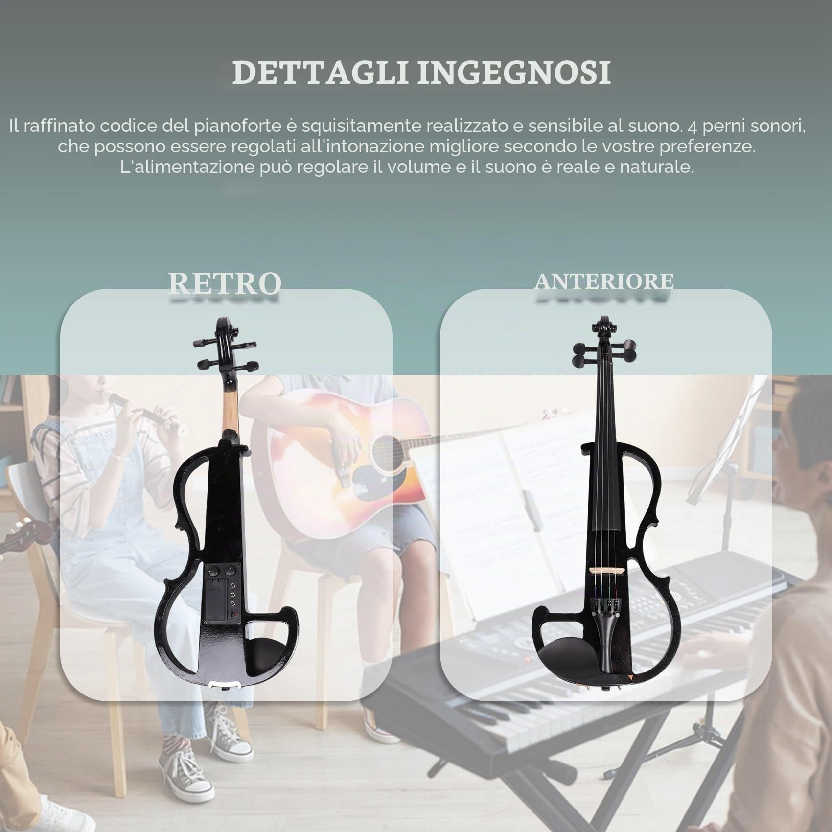 Violino elettrico 4/4 per principianti Violino silenzioso Violino elettrico Set introduttivo