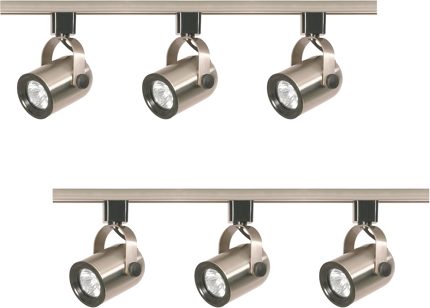 Nuvo TK354/02 Three Light Round Back Track Lighting Kit, Brushed Nickel, 2 Pack
