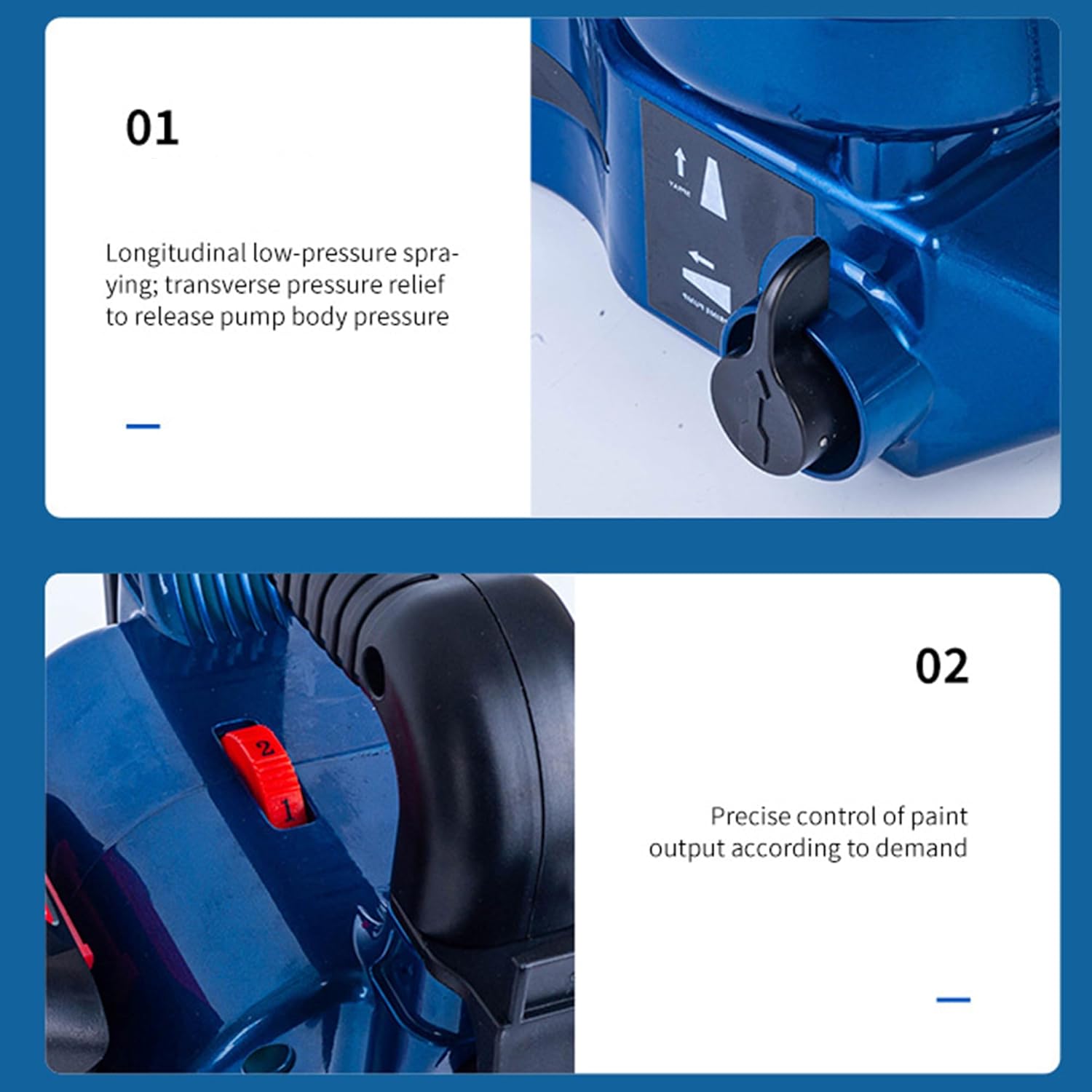 High-Pressure Airless Paint Sprayer, 1.2L Cordless/Electric Dual Mode, 6-Speed Adjustable, 70inch Hose, 1.1L/Min Portable Spray Gun for Walls, Furniture, Fences & Small Renovations (Blue)