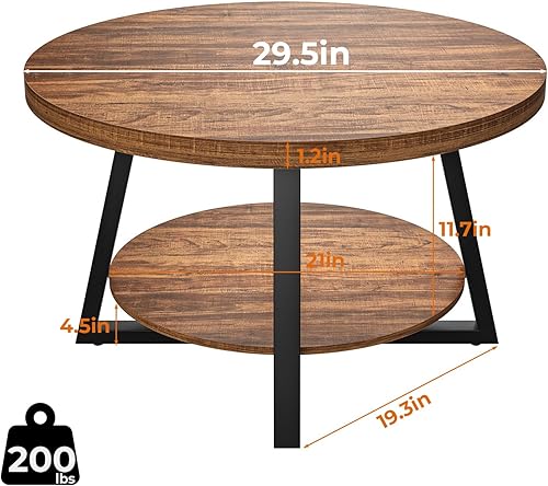 Miniatura 3 de GreenForest - Mesa de café redonda con almacenamiento, mesas centrales circulares de 30 pulgadas para sala de estar, mesa de sofá moderna para