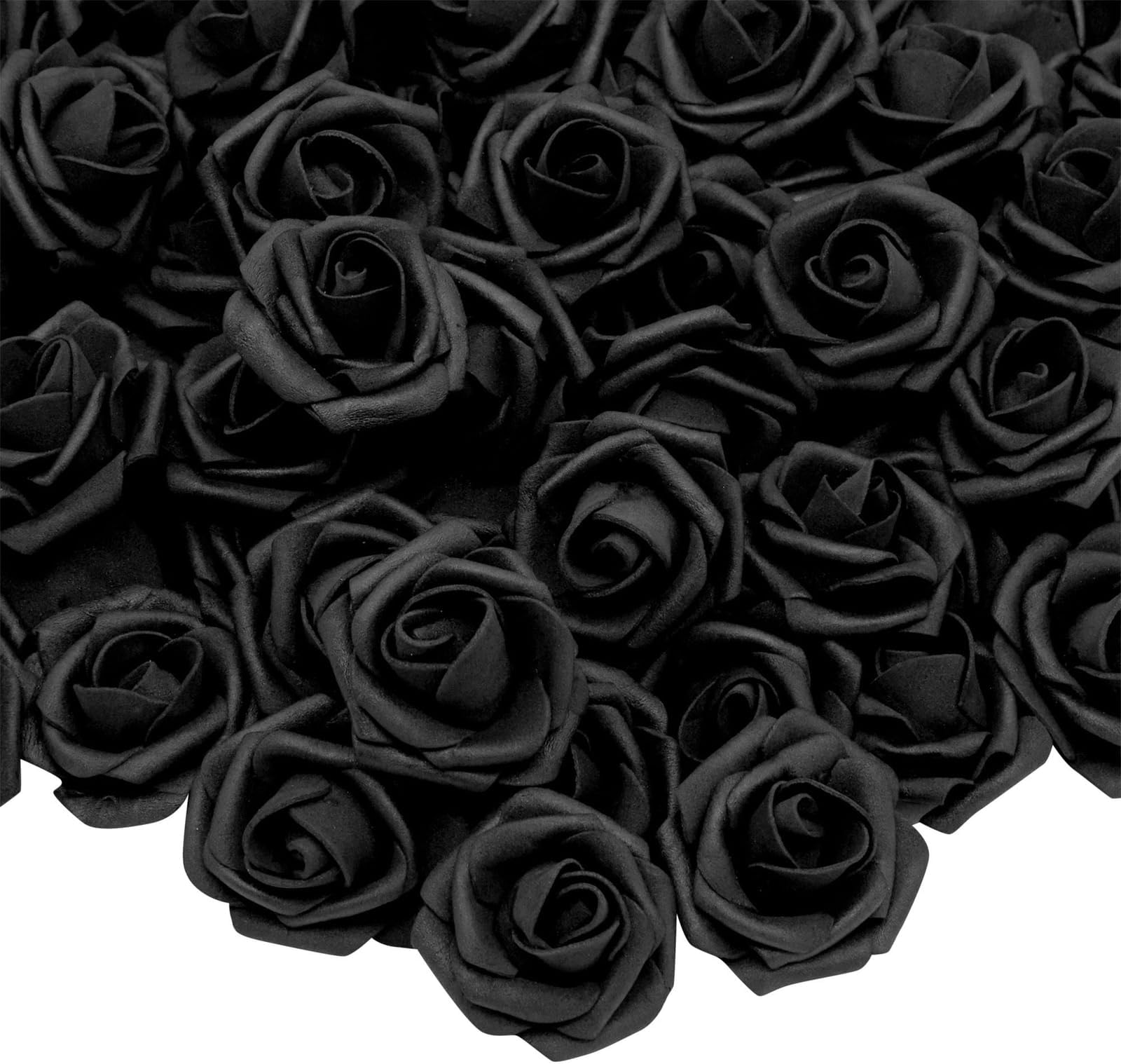 Bright Creations 100 Pack Black Artificial Flowers, Bulk Stemless Fake Foam Roses for Decorations, DIY Crafts, Bouquets (7 cm)