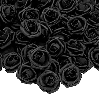 Bright Creations 100-Pack Black Artificial Flowers, Fake Foam Flowers for Halloween Decorations, DIY Crafts, Bouquets, and Black-Themed Parties (3 Inches)