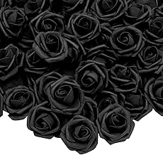 Bright Creations 100-Pack Black Artificial Flowers, Fake Foam Flowers for Halloween Decorations, DIY Crafts, Bouquets, and Black-Themed Parties (3 Inches)