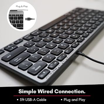 Macally Backlit Compact Keyboard and a Wired Computer Mouse, Sleek Black