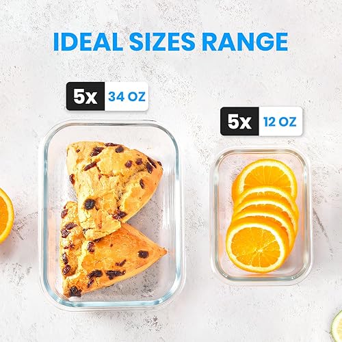 Miniatura 6 de 10 recipientes de vidrio para alimentos, recipientes de vidrio para preparación de comidas, cajas Bento herméticas seguras con tapas a prueba de