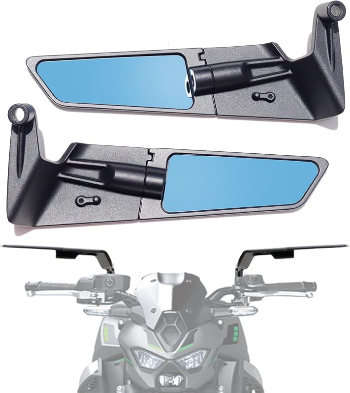 Large Size Motorcycle Mirrors Anti-glare Rotating Stealth Rear View Mirror | Wind Wing Side Rear View Mirrors Compatible with Duke 390 250 Yamaha MT-07 MT-09 Kawasaki Z400 Z650 Z900 Street Bike Mirror
